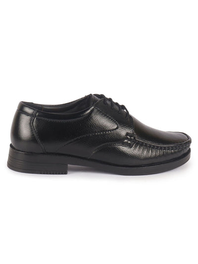 Men Black Genuine Leather Formal Lace Up Moccasins Derby Shoes for Office|Memory Cushion Work Shoes Lace-Ups