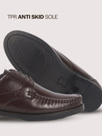 men brown genuine leather formal lace up moccasins derby shoes for office