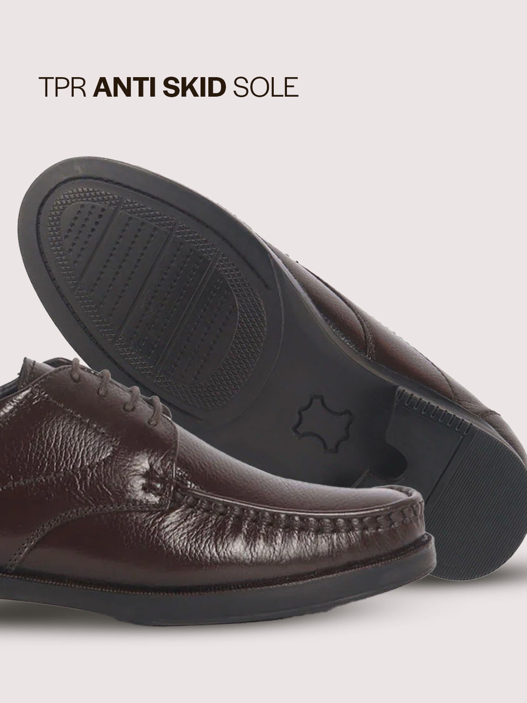 men brown genuine leather formal lace up moccasins derby shoes for office