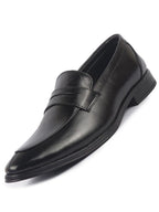 men black genuine leather formal textured slip on shoes for office meetings