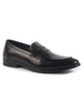 Men Black Genuine Leather Formal Textured Slip On Shoes for Office Meetings|All Day Long Comfort With Soft Cushioned