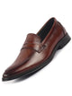 Men Tan Genuine Leather Formal Textured Slip On Shoes for Office Meetings|All Day Long Comfort With Soft Cushioned