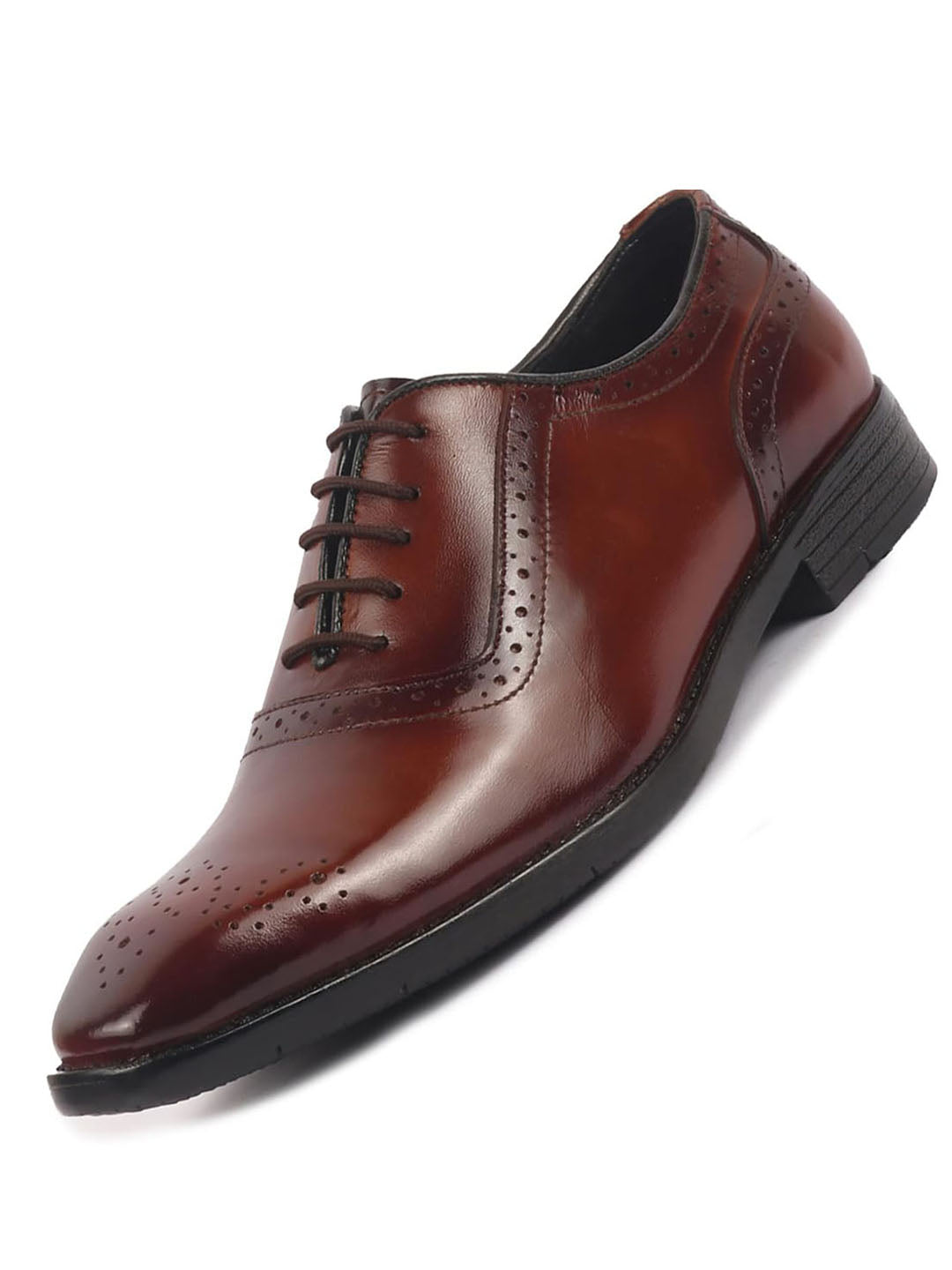 men tan genuine leather formal classic lace up brogue shoes for work