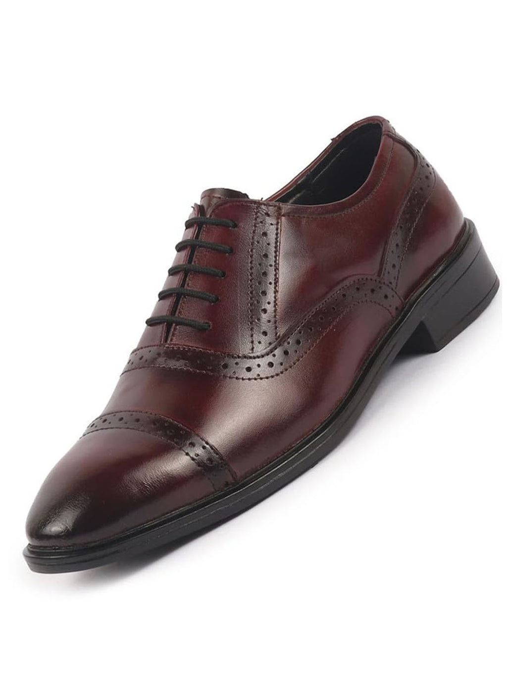 men brown genuine leather formal lace up brogue shoes for office
