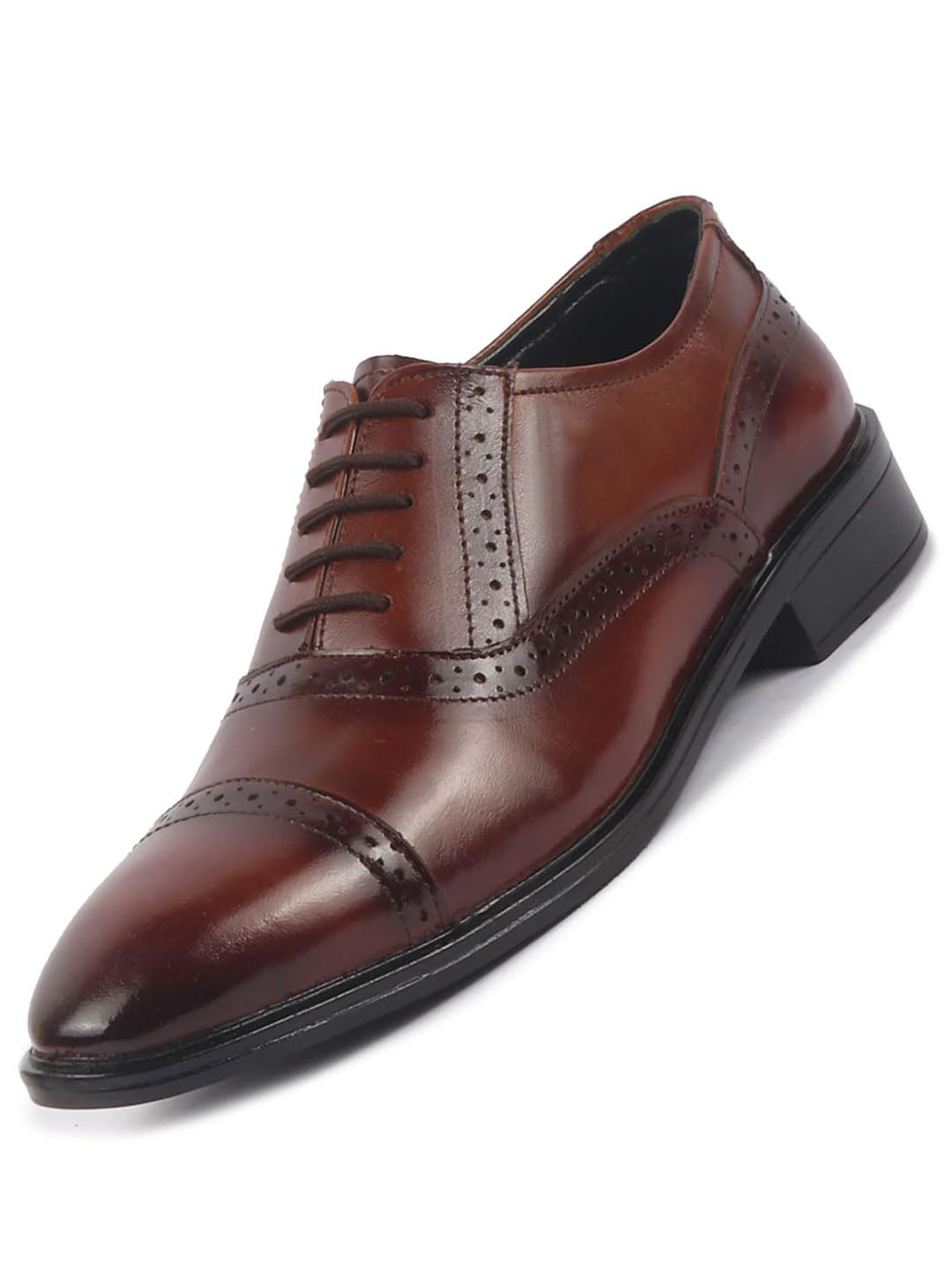 men tan genuine leather formal lace up brogue shoes for office