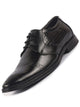 Men Black Genuine Leather Formal Lace Up Shoes for Work|Wingtip Brogue Shoes with Anti Skid Sole