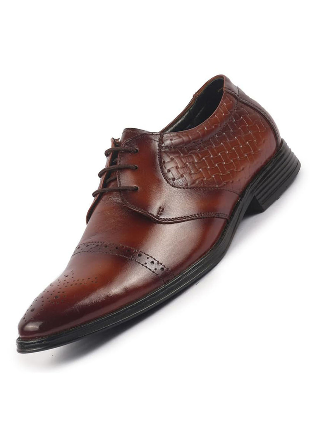 men tan genuine leather formal lace up shoes for work