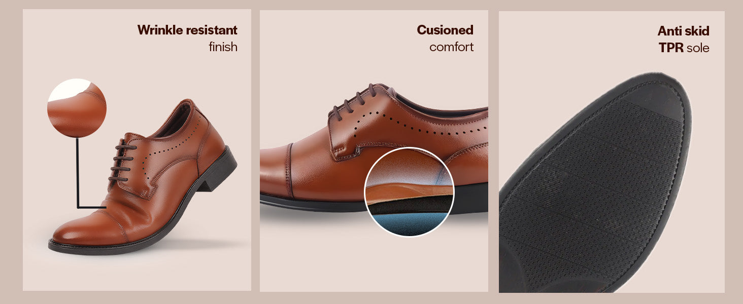Men Brown Formal Classic Office Lace Up Derby College Shoes|Evening Party, Event, Wedding Tuxedo Oxford Shoe|Memory Cushioned Insole
