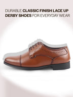 Men Tan Formal Classic Office Lace Up Derby College Shoes|Evening Party, Event, Wedding Tuxedo Oxford Shoe|Memory Cushioned Insole