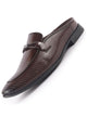 Men Tan Bow Design Textured Back Open Party Formal Patent Leather Mules Shoes|All Day Long Ethnic Slip On Kurta Shoes for Wedding, Festive|Memory Cushioned Insole