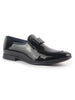 Men Black Bow Design Patent Leather Evening Cocktail Party Slip On Shoes|Memory Cushioned Insole Suit Dress Loafers for Wedding, Reception|Lightweight and Comfort