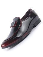 Men Cherry Bow Design Patent Leather Evening Cocktail Party Slip On Shoes|Memory Cushioned Insole Suit Dress Loafers for Wedding, Reception|Lightweight and Comfort