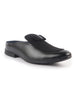 Men Black Bow Design Velvet Upper Back Open Evening Party Formal Slip On Shoes|Memory Cushioned Insole Mules for Wedding, Office, Cocktail Tuxedo Dress|Lightweight and Comfort