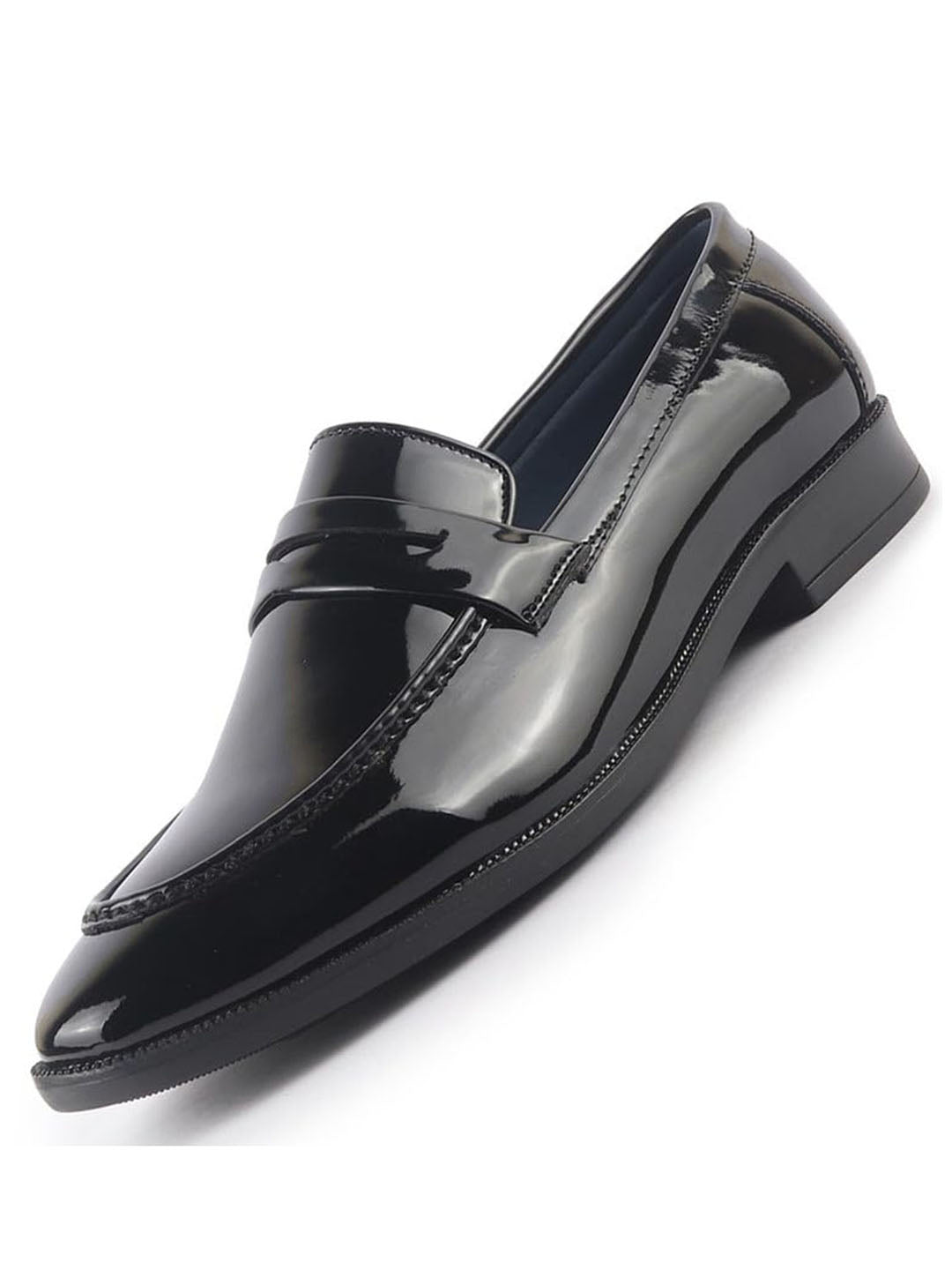 Men Black Classic Patent Leather Party Formal Slip On Shoes|Extra Cushioned Insole Tuxedo Loafers for Wedding, Reception, Cocktail|Slip Resistant Lightweight Sole
