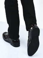 Men Black Classic Patent Leather Party Formal Slip On Shoes|Extra Cushioned Insole Tuxedo Loafers for Wedding, Reception, Cocktail|Slip Resistant Lightweight Sole