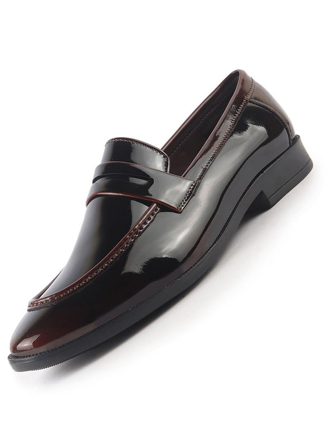 men pink classic patent leather party formal slip on shoes