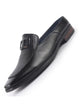 Men Black Textured Upper Classic Buckle Evening Party Back Open Slip On Formal Shoes|Memory Cushioned Insole Tuxedo Mules for Wedding, Office Event, Cocktail Dress|Lightweight and Comfort