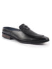 Men Black Textured Upper Classic Buckle Evening Party Back Open Slip On Formal Shoes|Memory Cushioned Insole Tuxedo Mules for Wedding, Office Event, Cocktail Dress|Lightweight and Comfort