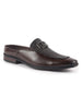 Men Brown Textured Upper Classic Buckle Evening Party Back Open Slip On Formal Shoes|Memory Cushioned Insole Tuxedo Mules for Wedding, Office Event, Cocktail Dress|Lightweight and Comfort