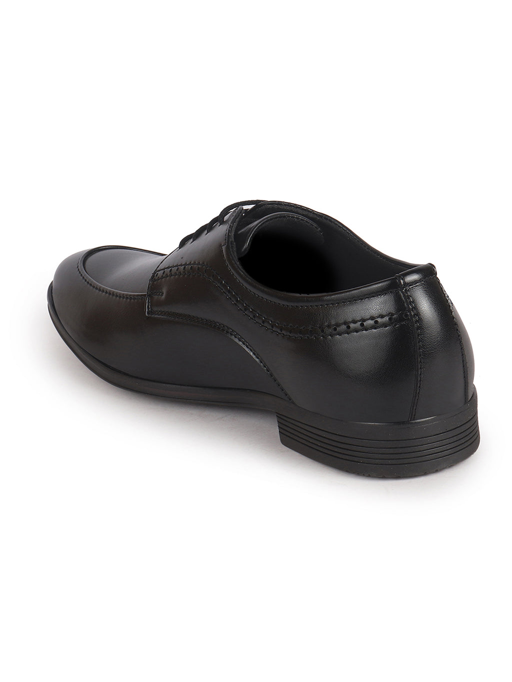Men Black Premium Formal Round Toe Lace-Up Shoes | Classic Derby Style Office Dress Shoes with Memory Cushioned Insole | Anti-Slip TPR Sole
