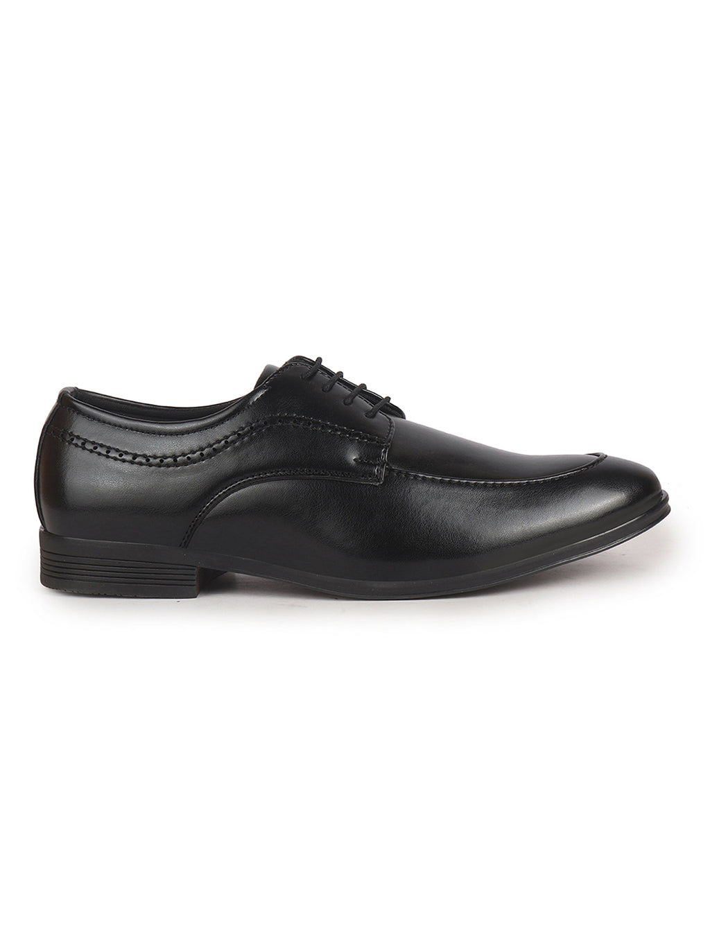 Men Black Premium Formal Round Toe Lace-Up Shoes | Classic Derby Style Office Dress Shoes with Memory Cushioned Insole | Anti-Slip TPR Sole