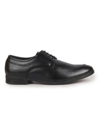 Men Black Premium Formal Round Toe Lace-Up Shoes | Classic Derby Style Office Dress Shoes with Memory Cushioned Insole | Anti-Slip TPR Sole