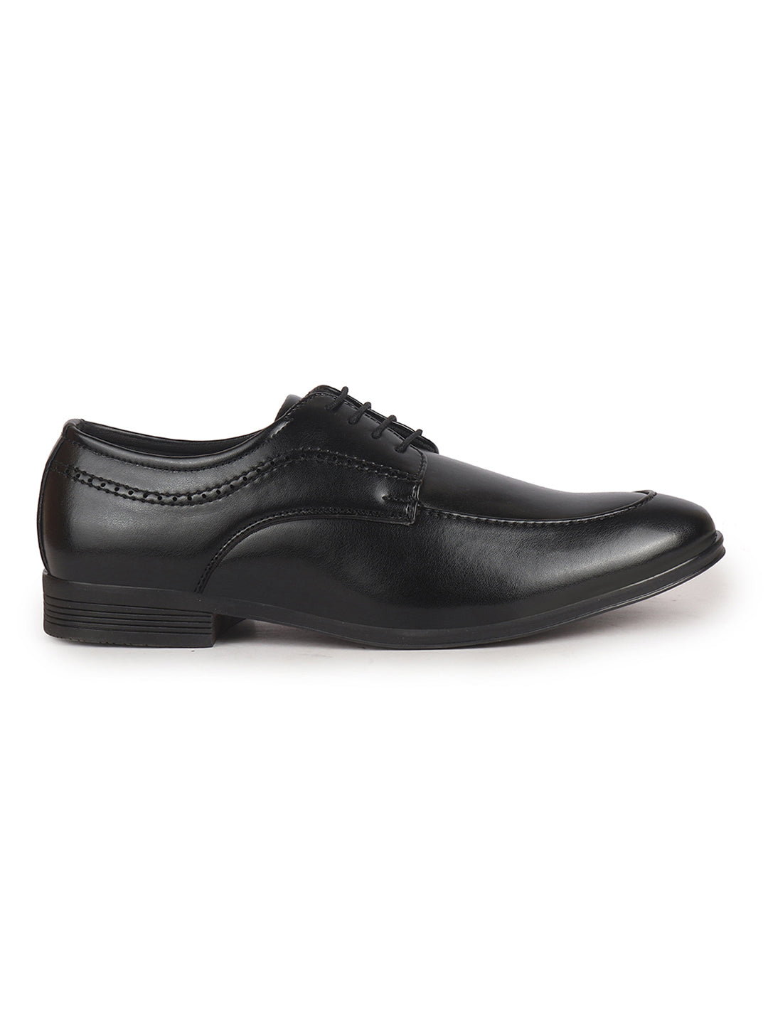 Men Black Premium Formal Round Toe Lace-Up Shoes | Classic Derby Style Office Dress Shoes with Memory Cushioned Insole | Anti-Slip TPR Sole