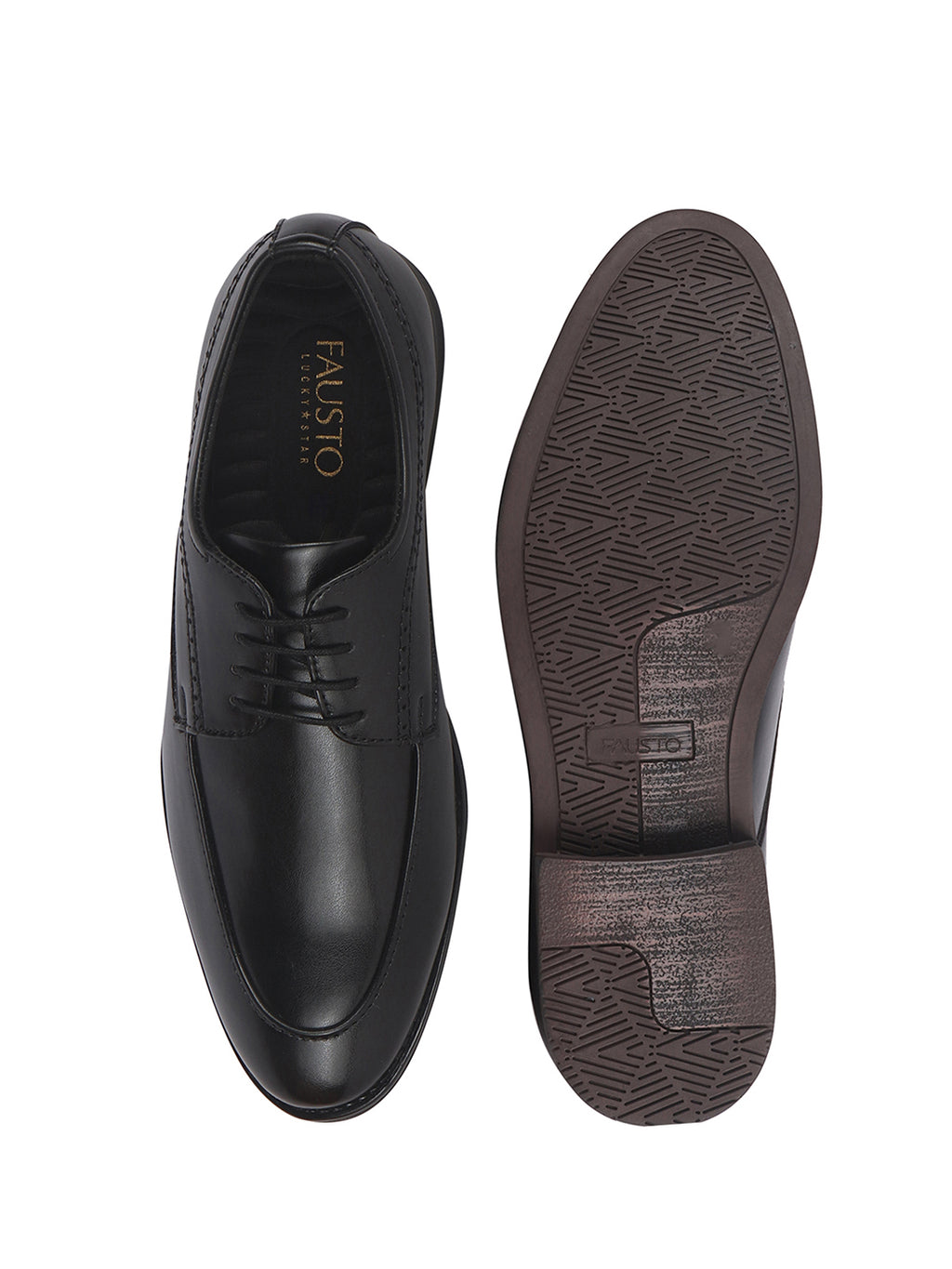 Men Black Premium Formal Round Toe Lace-Up Shoes | Classic Derby Style Office Dress Shoes with Memory Cushioned Insole | Anti-Slip TPR Sole