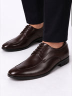 Men Brown Premium Formal Round Toe Lace-Up Shoes | Classic Derby Style Office Dress Shoes with Memory Cushioned Insole | Anti-Slip TPR Sole