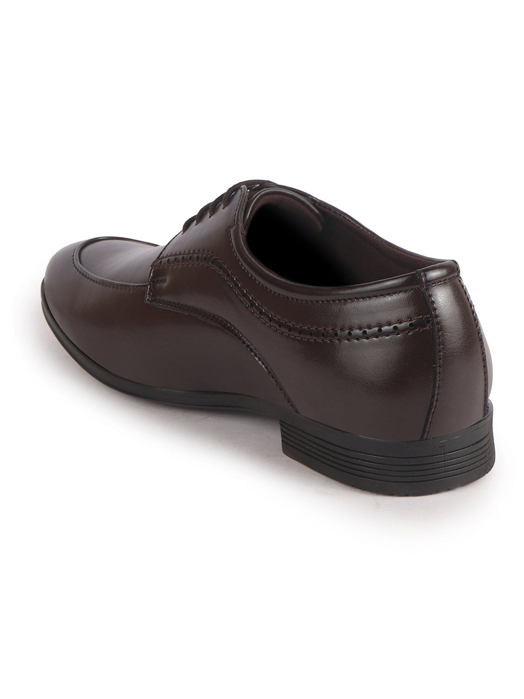 Men Brown Premium Formal Round Toe Lace-Up Shoes | Classic Derby Style Office Dress Shoes with Memory Cushioned Insole | Anti-Slip TPR Sole