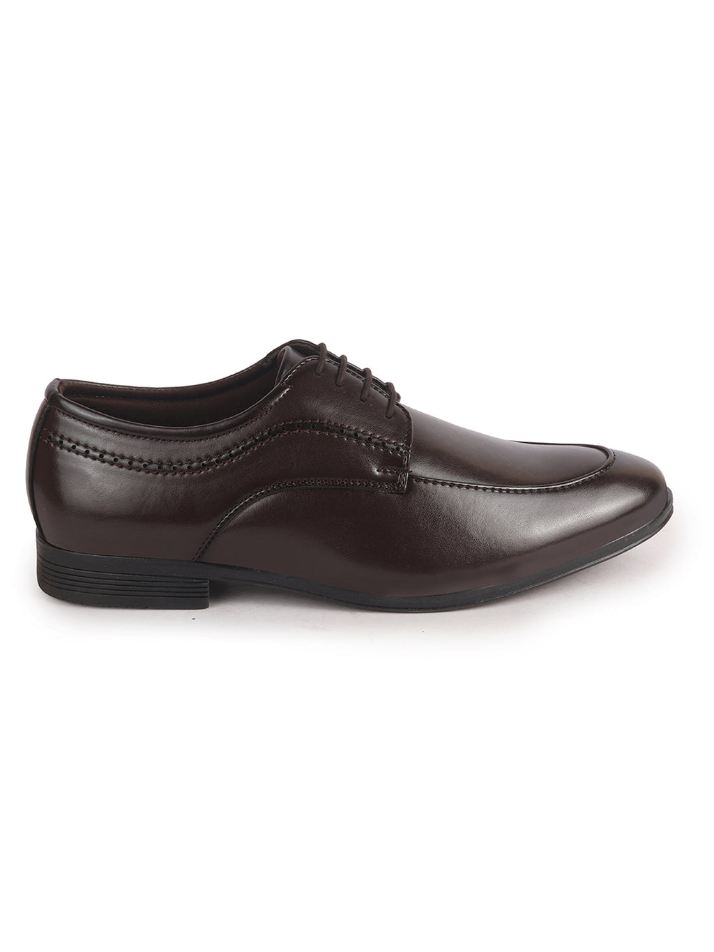 Men Brown Premium Formal Round Toe Lace-Up Shoes | Classic Derby Style Office Dress Shoes with Memory Cushioned Insole | Anti-Slip TPR Sole