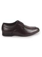 Men Brown Premium Formal Round Toe Lace-Up Shoes | Classic Derby Style Office Dress Shoes with Memory Cushioned Insole | Anti-Slip TPR Sole