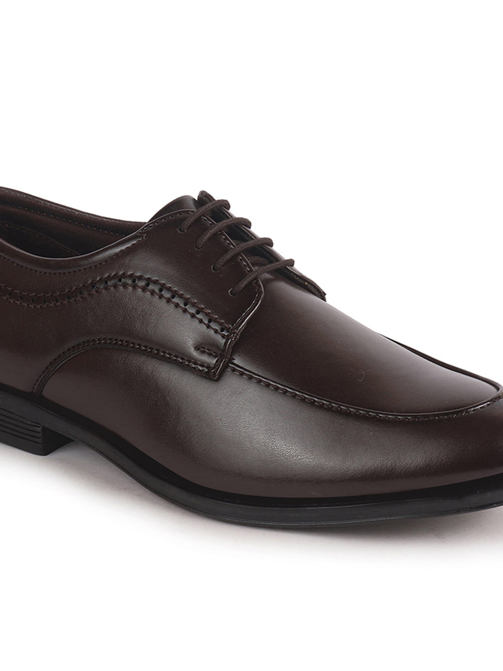 Men Brown Premium Formal Round Toe Lace-Up Shoes | Classic Derby Style Office Dress Shoes with Memory Cushioned Insole | Anti-Slip TPR Sole