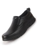 Men Black Premium Finish Round Toe Formal Slip-On Shoes | Comfort Office Loafers with Memory Cushioned Insole | Broad Feet Ultra Lightweight Anti-Skid Sole