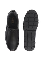 Men Black Premium Finish Round Toe Formal Slip-On Shoes|Comfort Office Loafers with Memory Cushioned Insole|Broad Feet Ultra Lightweight Anti-Skid Sole