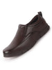 Men Brown Premium Finish Round Toe Formal Slip-On Shoes | Comfort Office Loafers with Memory Cushioned Insole | Broad Feet Ultra Lightweight Anti-Skid Sole