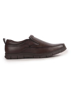 Men Brown Premium Finish Round Toe Formal Slip-On Shoes|Comfort Office Loafers with Memory Cushioned Insole|Broad Feet Ultra Lightweight Anti-Skid Sole