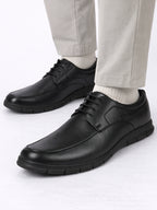 Men Black Classic Formal Flexible Fit Round Toe Lace Up Shoes | Office, Meeting Shoe with Memory Cushioned Insole | Lightweight and Comfort Broad Feet Shoe