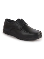 Men Black Classic Formal Flexible Fit Round Toe Lace Up Shoes | Office, Meeting Shoe with Memory Cushioned Insole | Lightweight and Comfort Broad Feet Shoe