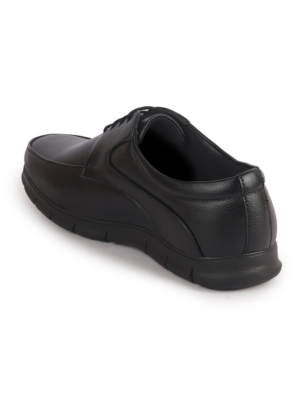 Men Black Classic Formal Flexible Fit Round Toe Lace Up Shoes | Office, Meeting Shoe with Memory Cushioned Insole | Lightweight and Comfort Broad Feet Shoe