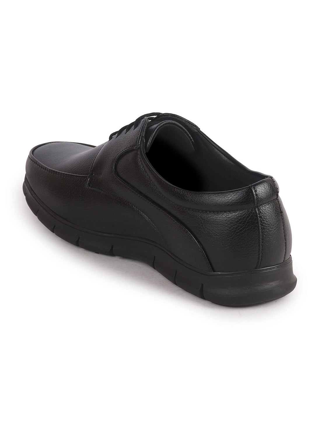Men Black Classic Formal Flexible Fit Round Toe Lace Up Shoes | Office, Meeting Shoe with Memory Cushioned Insole | Lightweight and Comfort Broad Feet Shoe