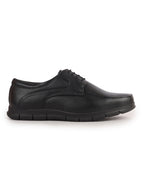 Men Black Classic Formal Flexible Fit Round Toe Lace Up Shoes | Office, Meeting Shoe with Memory Cushioned Insole | Lightweight and Comfort Broad Feet Shoe