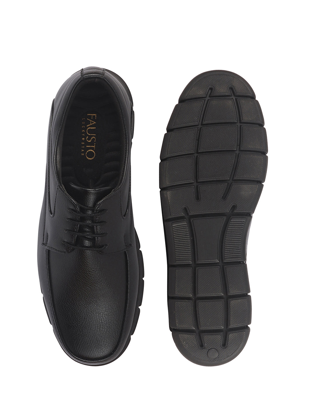 Men Black Classic Formal Flexible Fit Round Toe Lace Up Shoes | Office, Meeting Shoe with Memory Cushioned Insole | Lightweight and Comfort Broad Feet Shoe