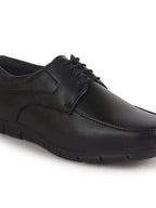 Men Black Classic Formal Flexible Fit Round Toe Lace Up Shoes | Office, Meeting Shoe with Memory Cushioned Insole | Lightweight and Comfort Broad Feet Shoe