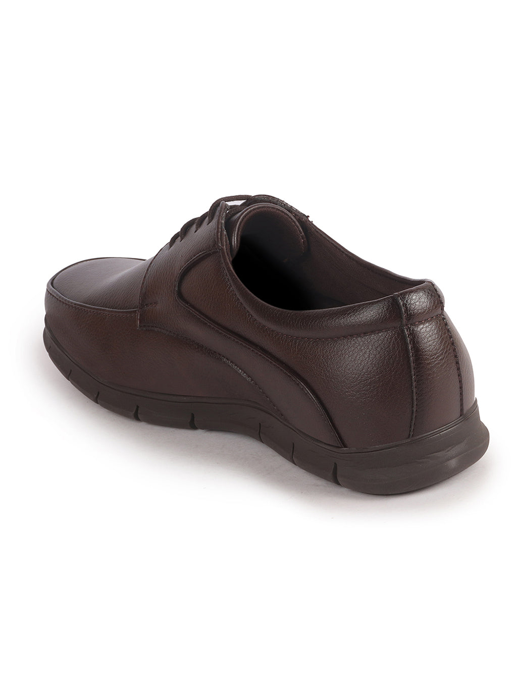 Men Brown Classic Formal Flexible Fit Round Toe Lace Up Shoes | Office, Meeting Shoe with Memory Cushioned Insole | Lightweight and Comfort Broad Feet Shoe