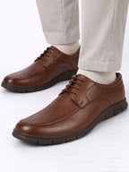 Men Tan Classic Formal Flexible Fit Round Toe Lace Up Shoes | Office, Meeting Shoe with Memory Cushioned Insole | Lightweight and Comfort Broad Feet Shoe