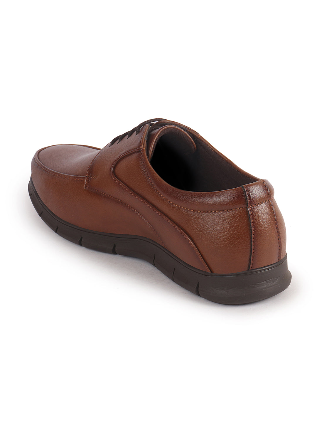 Men Tan Classic Formal Flexible Fit Round Toe Lace Up Shoes | Office, Meeting Shoe with Memory Cushioned Insole | Lightweight and Comfort Broad Feet Shoe