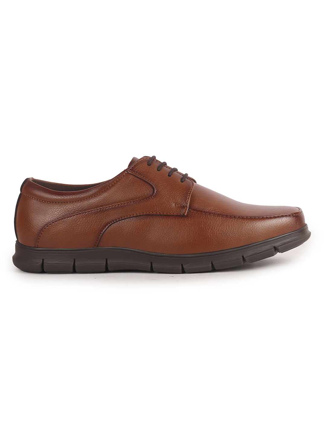 Men Tan Classic Formal Flexible Fit Round Toe Lace Up Shoes | Office, Meeting Shoe with Memory Cushioned Insole | Lightweight and Comfort Broad Feet Shoe