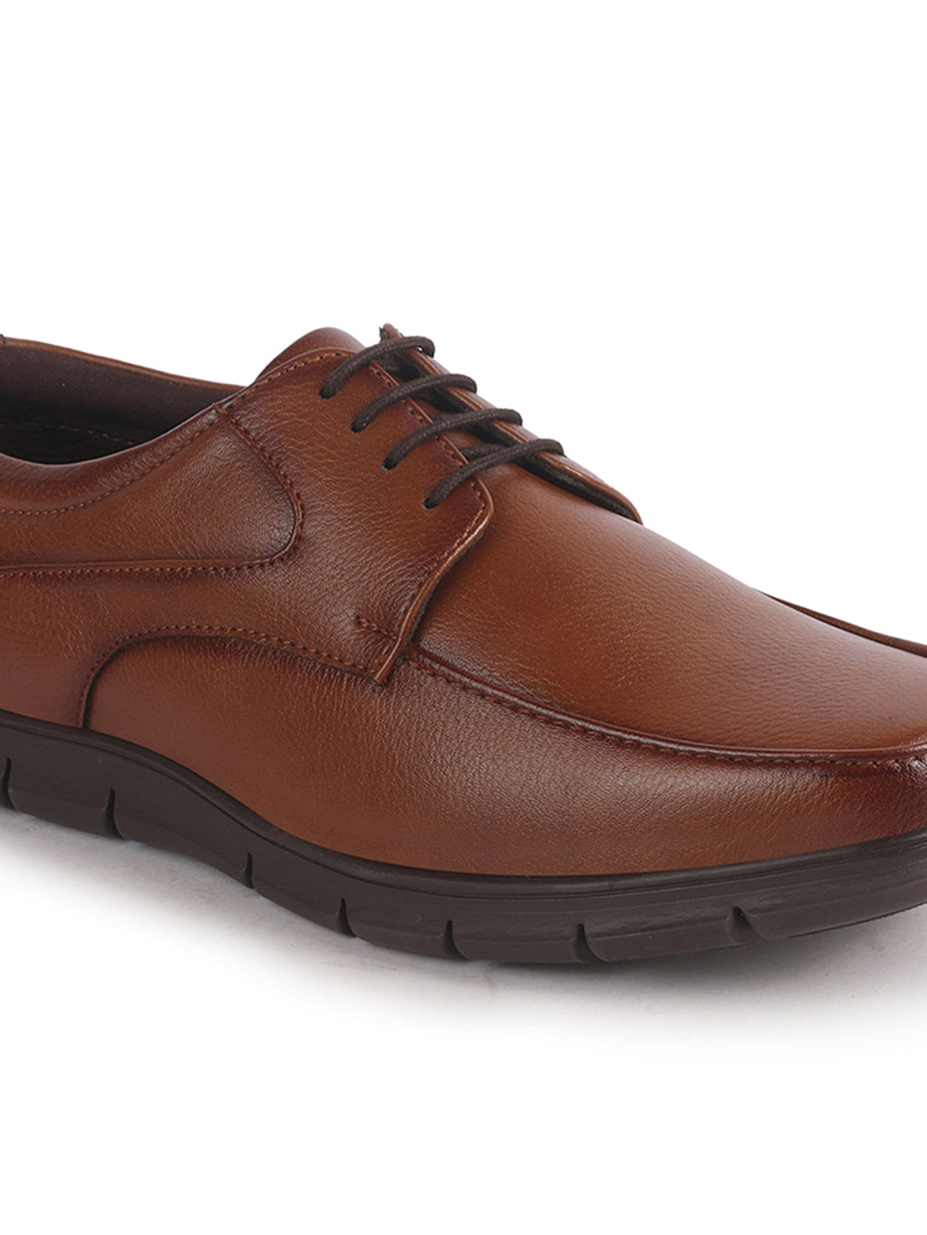 Men Tan Classic Formal Flexible Fit Round Toe Lace Up Shoes | Office, Meeting Shoe with Memory Cushioned Insole | Lightweight and Comfort Broad Feet Shoe