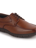 Men Tan Classic Formal Flexible Fit Round Toe Lace Up Shoes | Office, Meeting Shoe with Memory Cushioned Insole | Lightweight and Comfort Broad Feet Shoe
